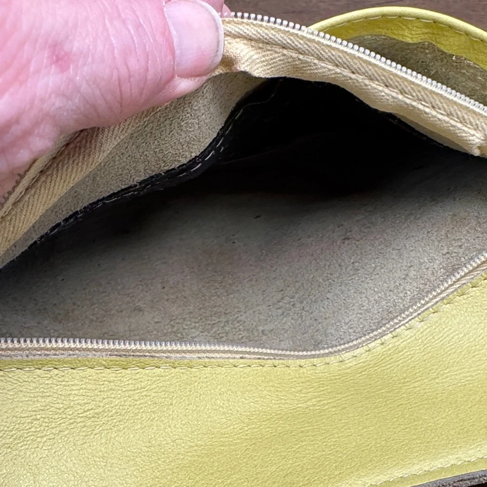 70s Vintage Roger Gimlet Foldable Lucite Yellow Leather Envelope Clutch Bag